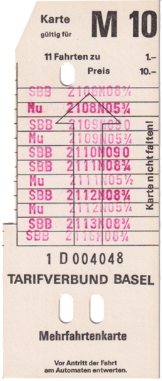 Mehrfahrtenkarte ab 1981 Mehrfahrtenkarte ab 1981